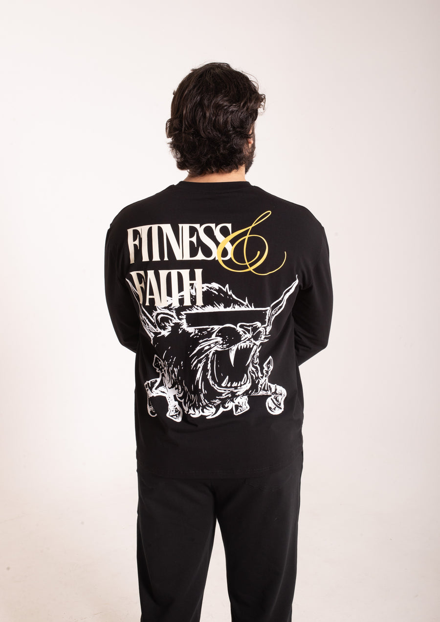 LION HEARTED - Workout Pump-Cover Long Sleeve (Black)