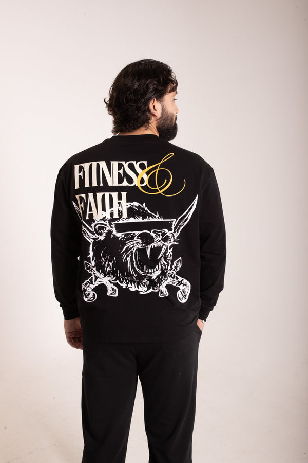 LION HEARTED - Workout Pump-Cover Long Sleeve (Black)