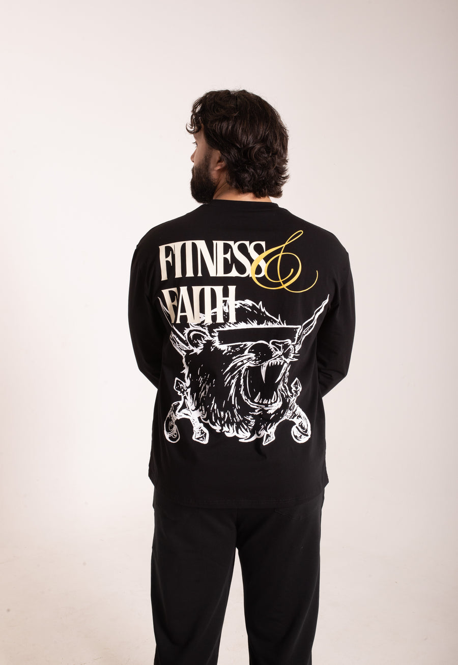 LION HEARTED - Workout Pump-Cover Long Sleeve (Black)