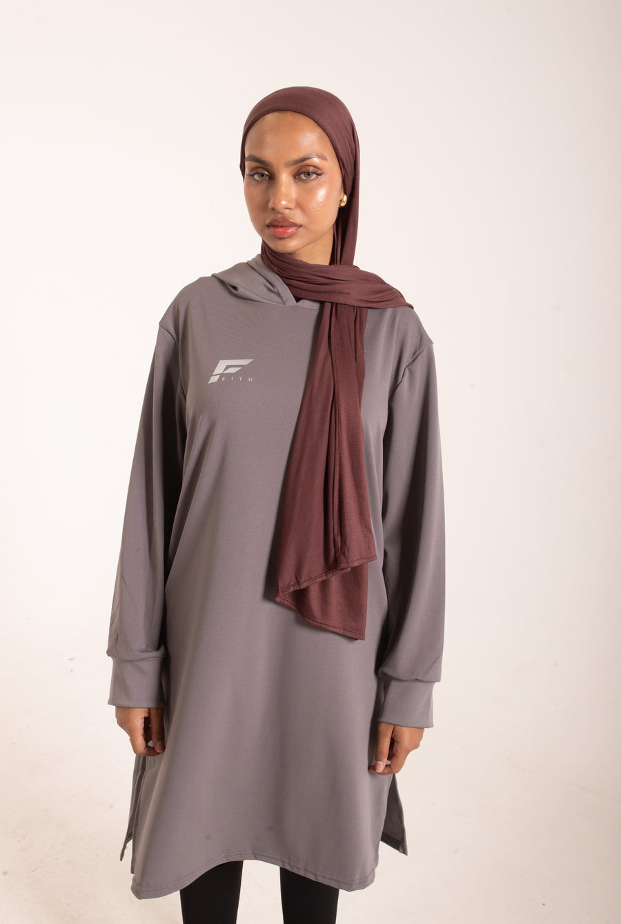 EASE - Oversized Hooded Long Sleeve Top (Grey)