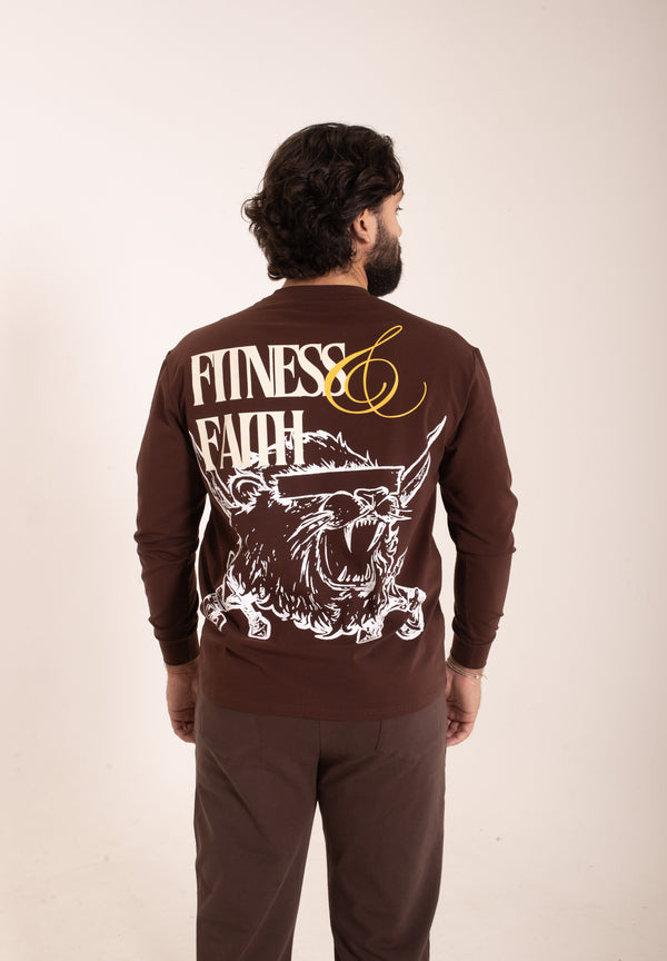LION HEARTED - Workout Pump-Cover Long Sleeve (Brown)