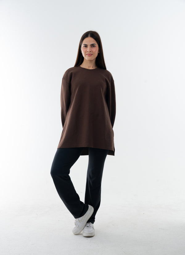 Cotton Relaxed Top - Athleisure (Brown)