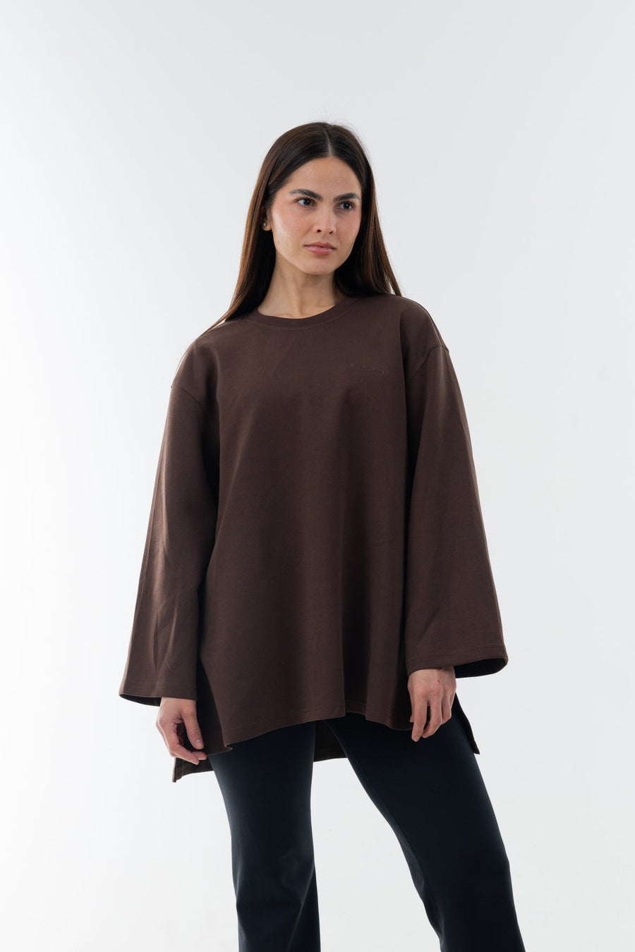 Cotton Relaxed Top - Athleisure (Brown)