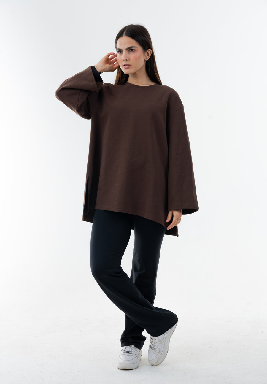 Cotton Relaxed Top - Athleisure (Brown)