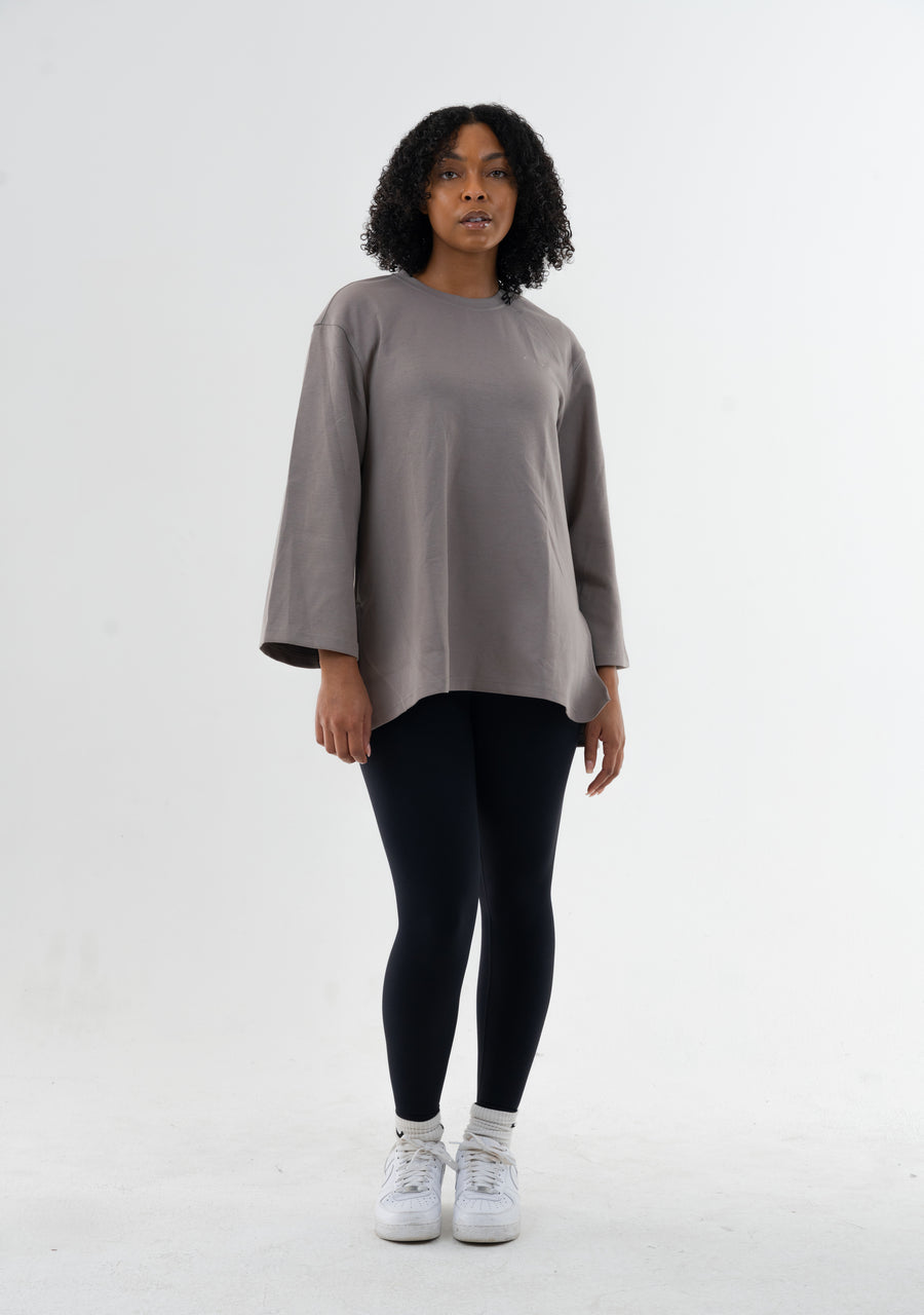 Cotton Relaxed Top - Athleisure (Grey)